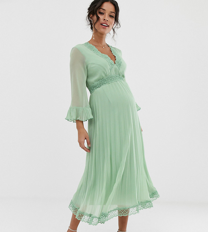 asos green maternity dress