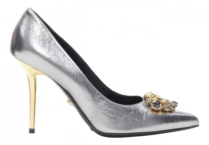 versace silver heels