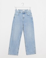 Thumbnail for your product : Topshop split hem straight leg jeans in mid wash