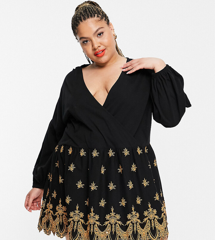 black midi wrap dress plus size