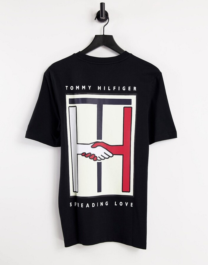 Tommy Hilfiger One Planet capsule unisex back print t-shirt in black -  ShopStyle