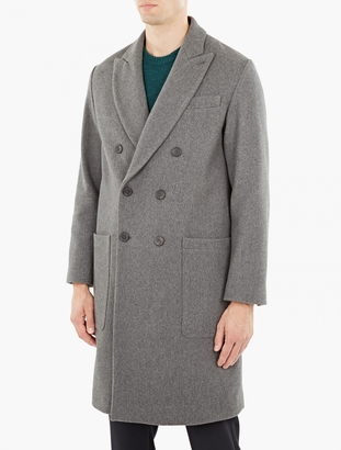 Ami Grey Oversized Double-Breasted Wool Coat