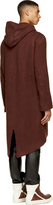 Thumbnail for your product : Rick Owens Burgundy Cashmere Hooded Coat