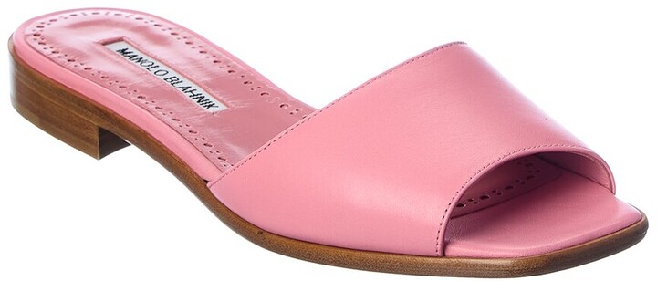 Manolo Blahnik Pink Leather Women's Sandals | Shop the world's 