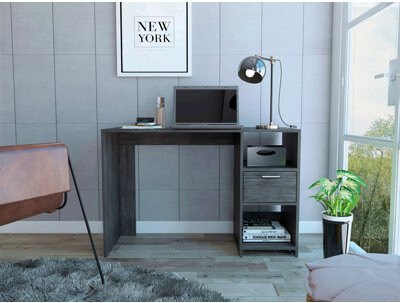 Hokku Designs Writing Computer Desk, One Drawer, Two Shelves