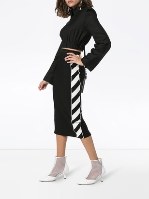 Off-White Diagonal Stripe Pencil Skirt
