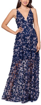 Xscape Evenings 3D Floral Sleeveless Gown