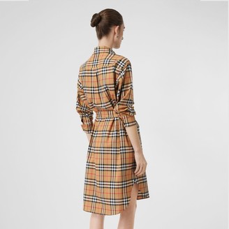 Burberry Vintage Check Cotton Tie-waist Shirt Dress