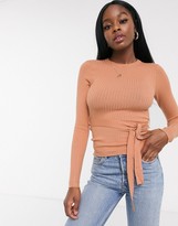 Thumbnail for your product : Brave Soul slim fit jumper with belt in camel