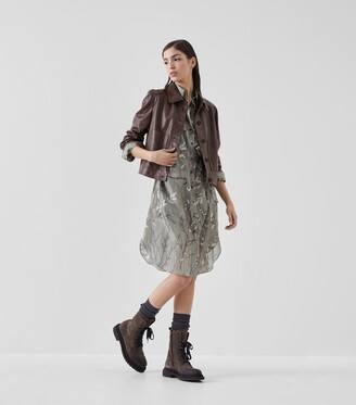 Brunello Cucinelli Silk Belted Shirt Dress - ShopStyle