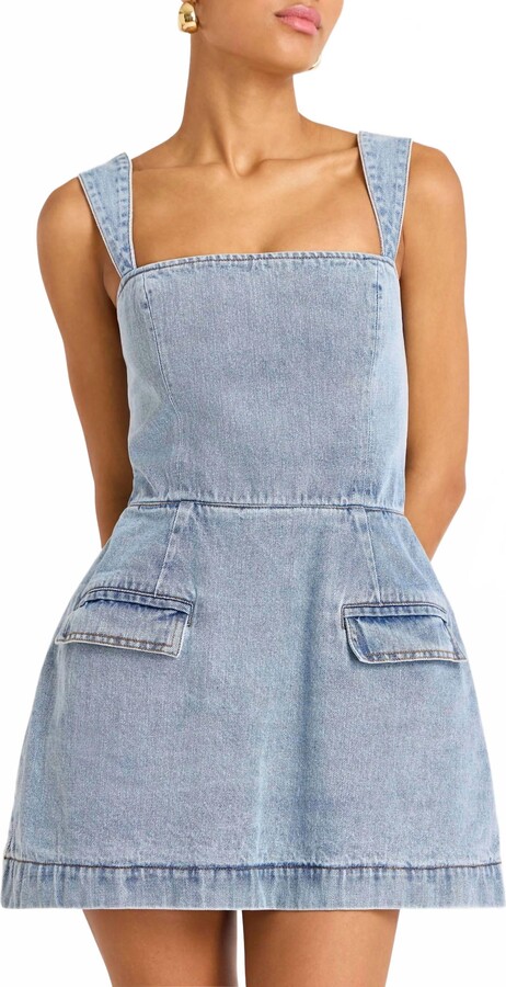 Amanda Uprichard Bethany Skort Romper In Blue
