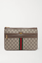 Thumbnail for your product : Gucci Ophidia Medium Textured Leather-trimmed Printed Coated-canvas Pouch