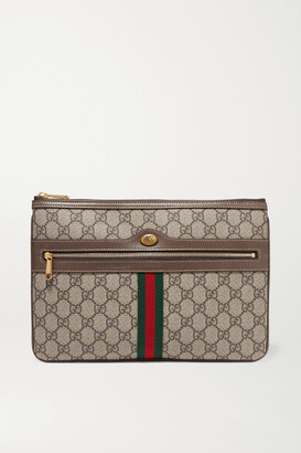 Gucci Ophidia Medium Textured Leather-trimmed Printed Coated-canvas Pouch