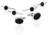 Thumbnail for your product : David Donahue Silver Onyx Stud Set