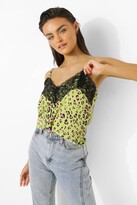 Thumbnail for your product : boohoo Animal Print Lace Trim Cami Top