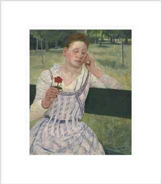 Red Barrel Studio Woman with a Red Zinnia by Mary Cassatt -Framed Giclee Print