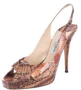 Thumbnail for your product : Jimmy Choo Embossed Leather Slingback Sandals Mauve Embossed Leather Slingback Sandals