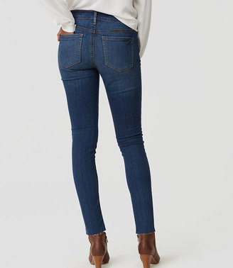 LOFT Petite Modern Frayed Skinny Jeans in Classic Mid Vintage Wash