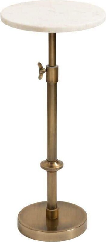 Kate and Laurel Engles 10 in. Gold Round Marble End Table