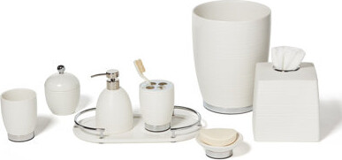 Roselli Trading Company Santa Fe Dubai 8 pc Bath Set ceramic (shiny stainless steel trim)