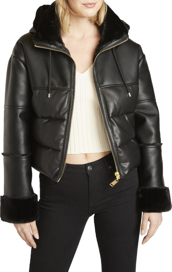 Rebecca Minkoff Womens Vegan Leather Faux Fur Quilted Coat ShopStyle