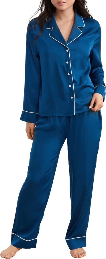 Bare Women's The Washed Satin Pajama Set - XL Maroon Banner