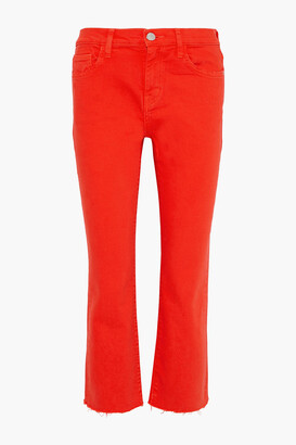 Current/Elliott - The Kick cropped mid-rise straight-leg jeans - Red - 24