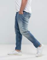 Thumbnail for your product : ASOS Design Plus Slim Jeans In Vintage Mid Wash With Abrasions