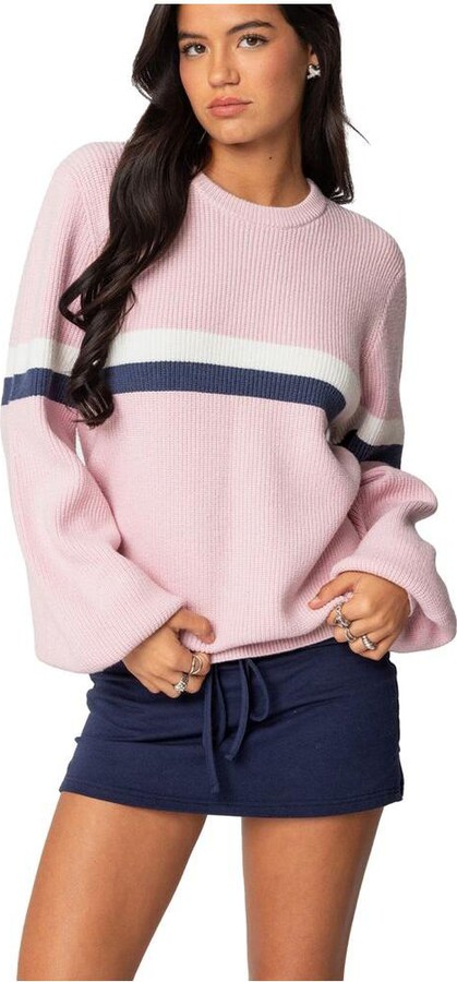 Pink And Grey Striped Sweater ShopStyle