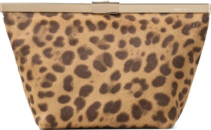 Jimmy Choo Ganache leopard-print chain clutch bag