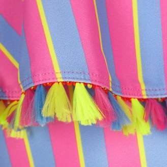 River Island Girls pink bardot stripe frill swimsuit