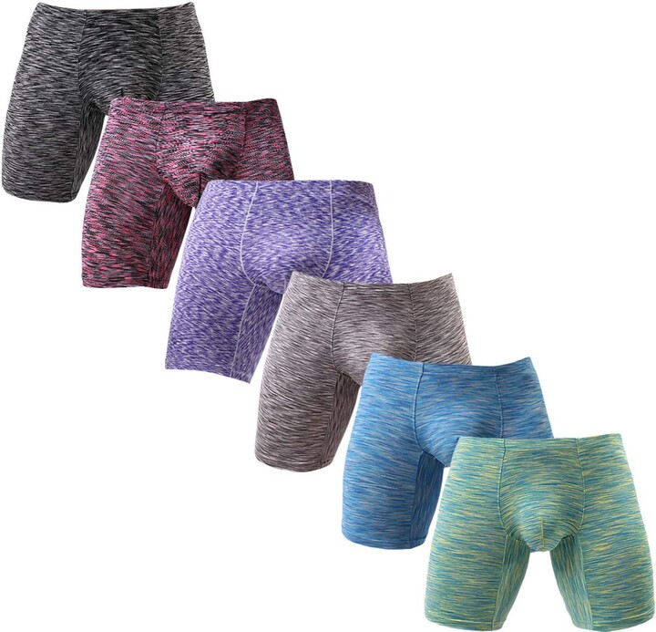 NEIKU Men's No Ride Up Boxer Briefs Long Leg Underwear Low Rise Trunks