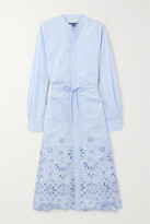 Thumbnail for your product : Polo Ralph Lauren Jessica Broderie Anglaise Cotton Midi Shirt Dress - Blue