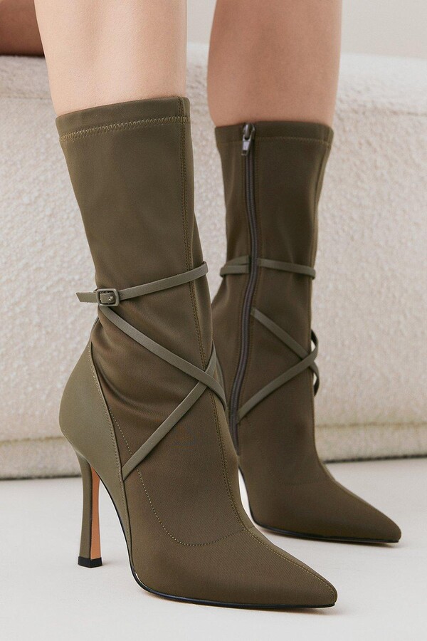 Karen Millen Neoprene Buckle Detail Sock Boot ShopStyle