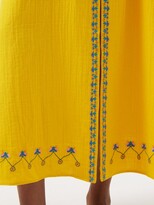 Thumbnail for your product : Saloni Jamie Floral-embroidered Crinkled-cotton Dress - Mid Yellow