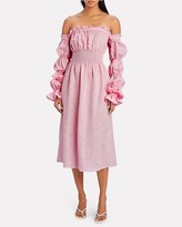 Thumbnail for your product : Sleeper Michelin Smocked Linen Midi Dress