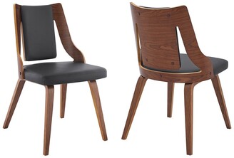 Armen Living Set Of 2 Aniston Walnut Wood Dining Chairs