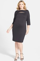 Thumbnail for your product : Calvin Klein Slit Bodice Scuba Knit Sheath Dress (Plus Size)