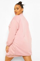 Thumbnail for your product : boohoo Plus High Neck Slogan Oversized Sweat Dress
