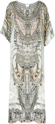 Camilla Graphic-Print Kaftan Silk Gown