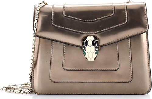 Pre-Owned Bvlgari Small Serpenti Forever Square Shoulder Bag Metallic Leather