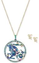 Thumbnail for your product : Betsey Johnson Two-Tone Multi-Stone Capricorn Zodiac Pendant Necklace & Stud Earrings Set, 21-1/2" + 3" extender