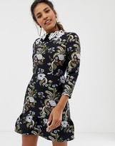 Thumbnail for your product : ASOS DESIGN jacquard pephem mini dress with lace collar
