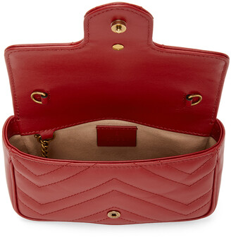 Gucci Red Super Mini GG Marmont Matelassé Bag