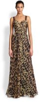 Thumbnail for your product : La Femme Leopard-Print Chiffon Gown