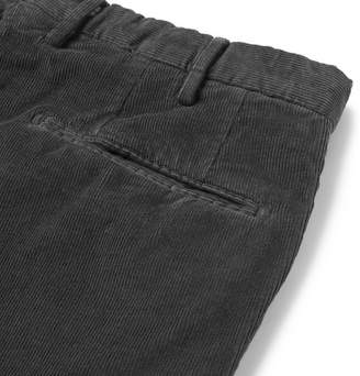 Incotex Slim-Fit Garment-Dyed Stretch-Cotton Corduroy Trousers - Men - Charcoal