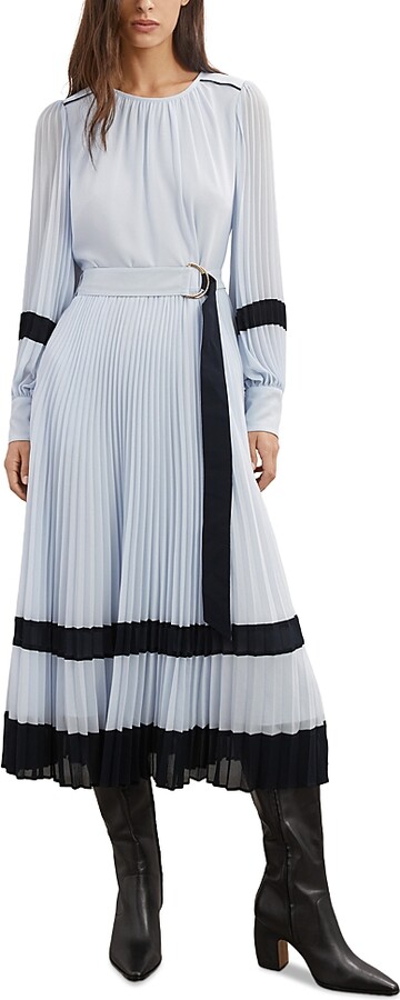 Reiss Tori Color Blocked Pleated Dress