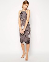 Thumbnail for your product : ASOS COLLECTION Gray Floral Drape Back Midi Dress
