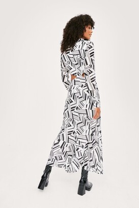 Nasty Gal Womens Abstract Print Cut Out Midi Shirt Dress