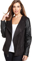 Thumbnail for your product : Alfani Plus Size Mixed-Media Asymmetrical Moto Jacket